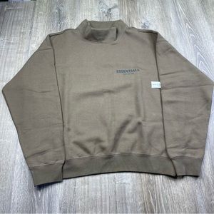 NWT FOG ESSENTIALS - FEAR OF GOD brown Mock Neck Sweatshirt MEDIUM